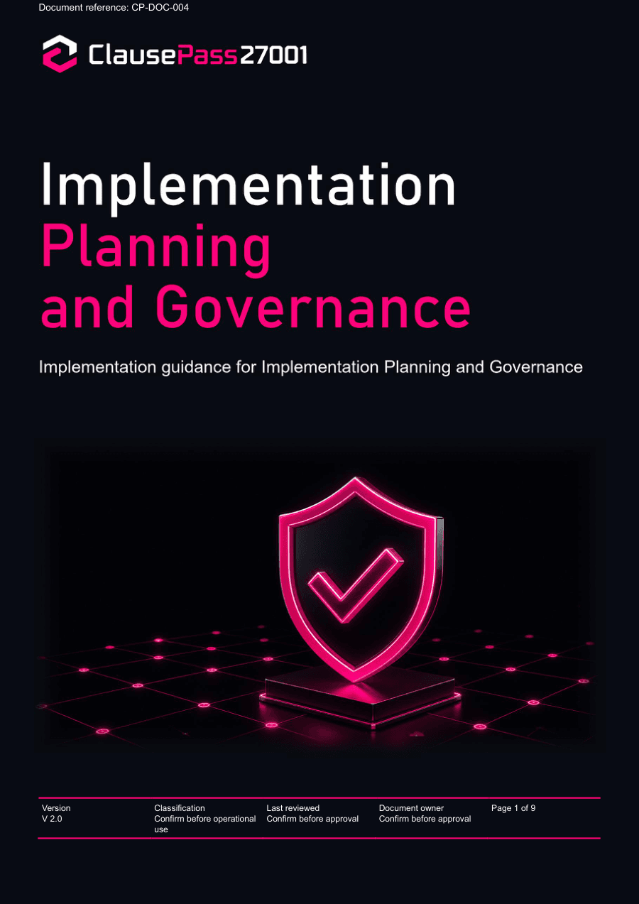 Implementation Planning and Governance guide cover.